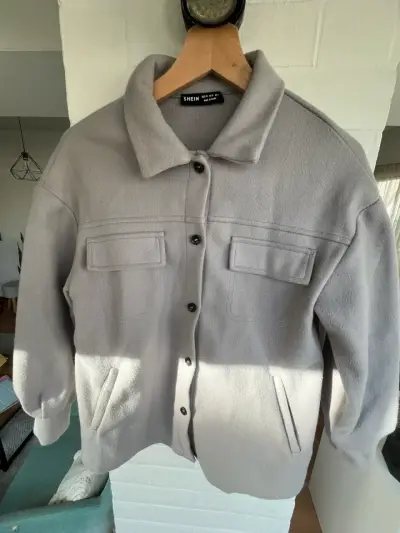 Chaqueta de paño gris Shein para mujer - miniatura 1