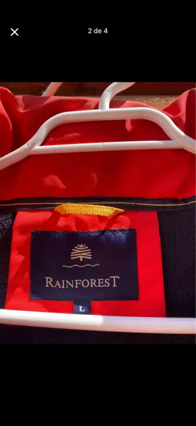 Chaqueta impermeable Rainforest con capucha roja - miniatura 2