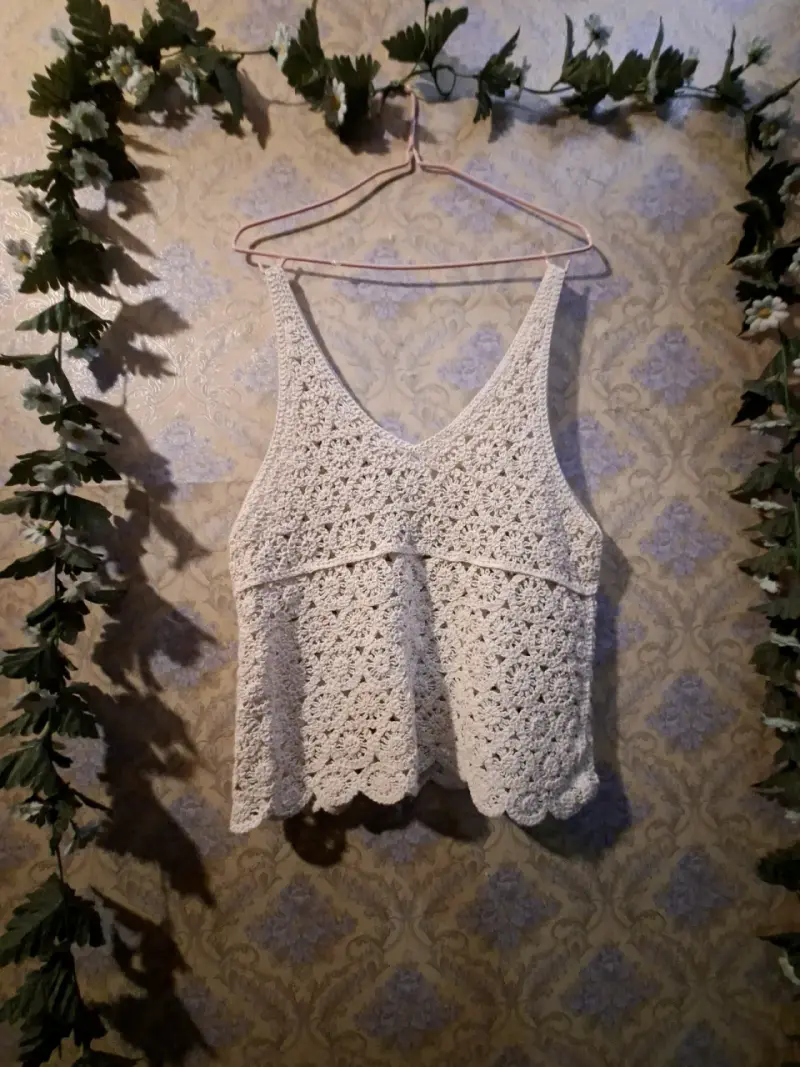 Top de crochet beige para mujer