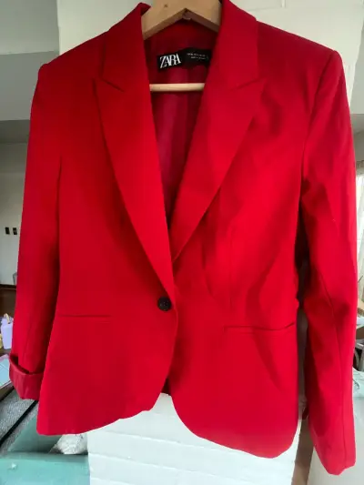 Blazer rojo para mujer Zara talla 38 - miniatura 2