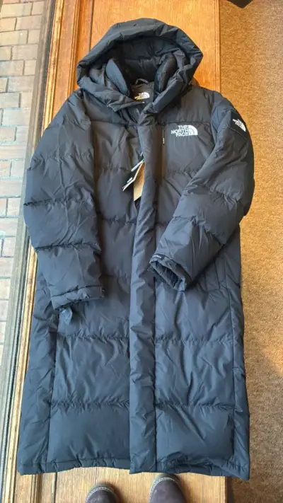 Abrigo largo negro The North Face con capucha - miniatura 1