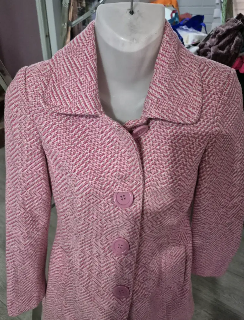 Abrigo rosa de lana para mujer - 2