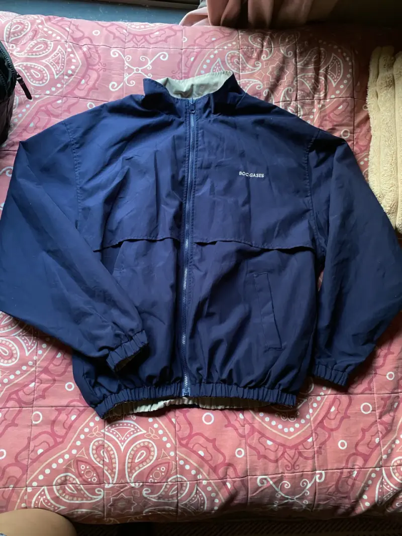 Chaqueta reversible azul y beige - 1
