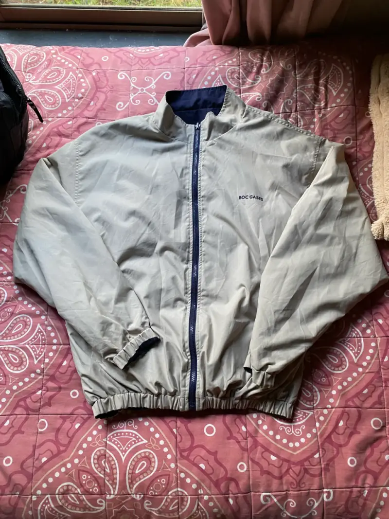 Chaqueta reversible azul y beige - 2