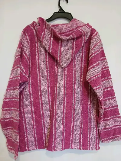 Poncho mexicano rosa con capucha - miniatura 2