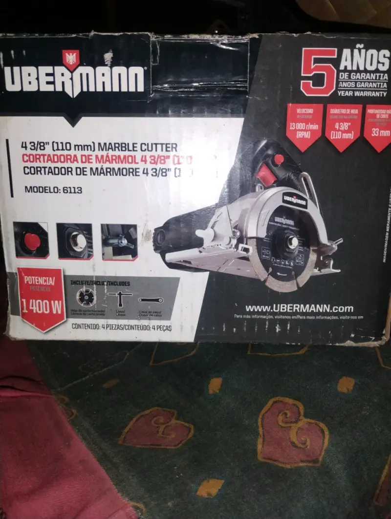 Cortadora de Mármol Ubermann 1400W Modelo 6113 - 2