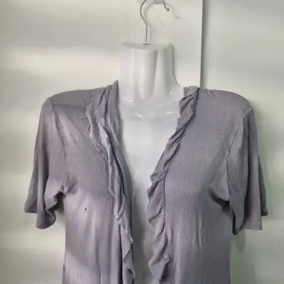 Cardigan gris claro con volantes - miniatura 1