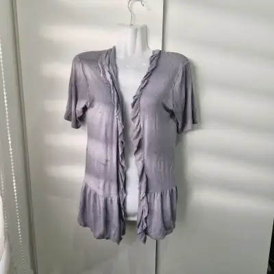 Cardigan gris claro con volantes - miniatura 2