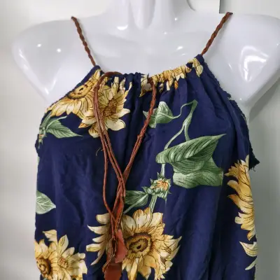 Enterito corto floral azul con girasoles - miniatura 2