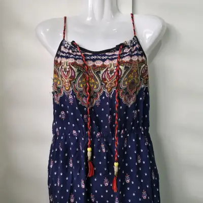 Vestido bohemio azul con estampado étnico - miniatura 3