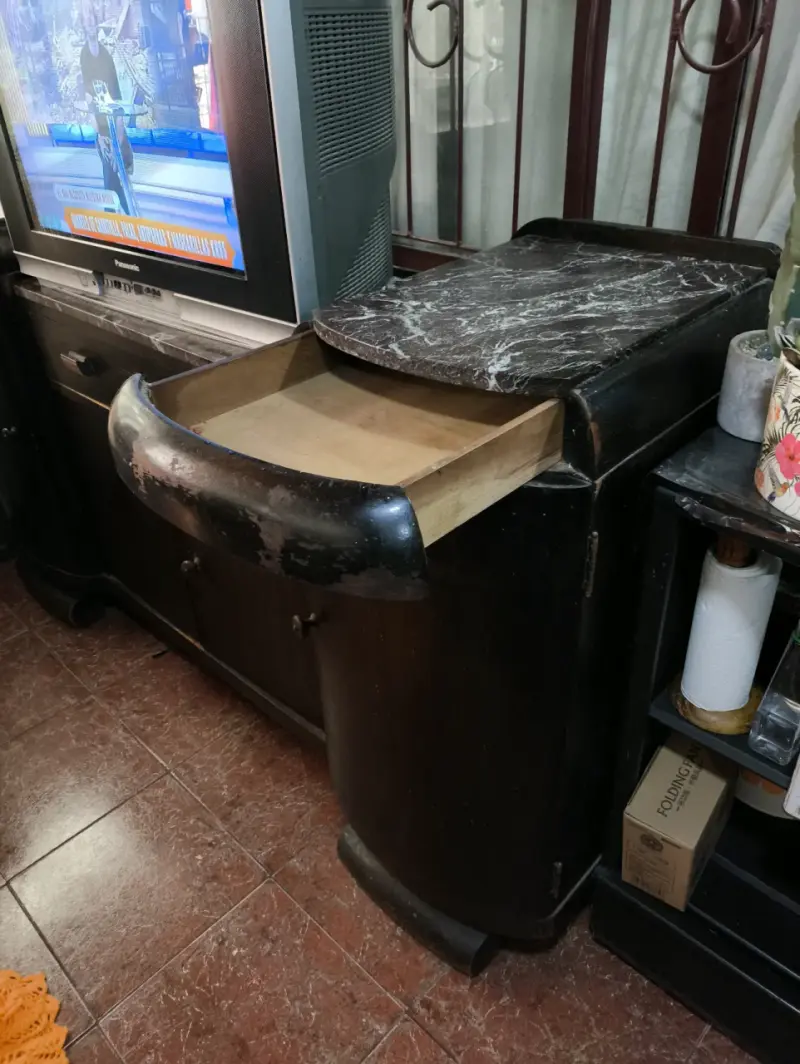 Mueble de TV vintage con cajones y puertas - 2
