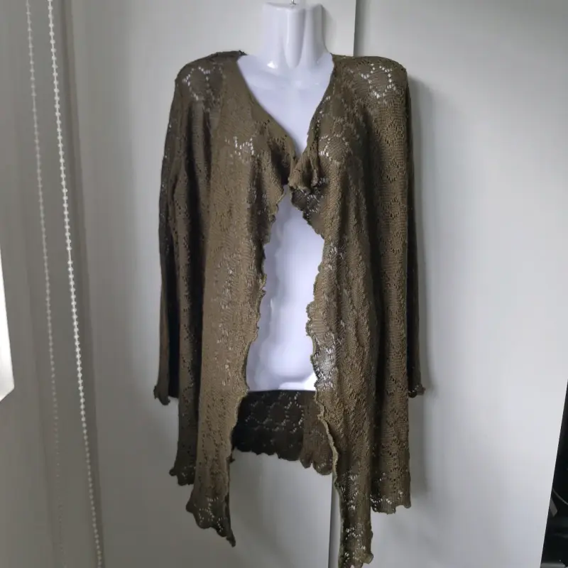Cárdigan de encaje marrón para mujer - 1