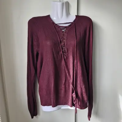 Suéter Burdeos Forever 21 con Cordones - miniatura 1