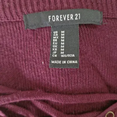 Suéter Burdeos Forever 21 con Cordones - miniatura 3