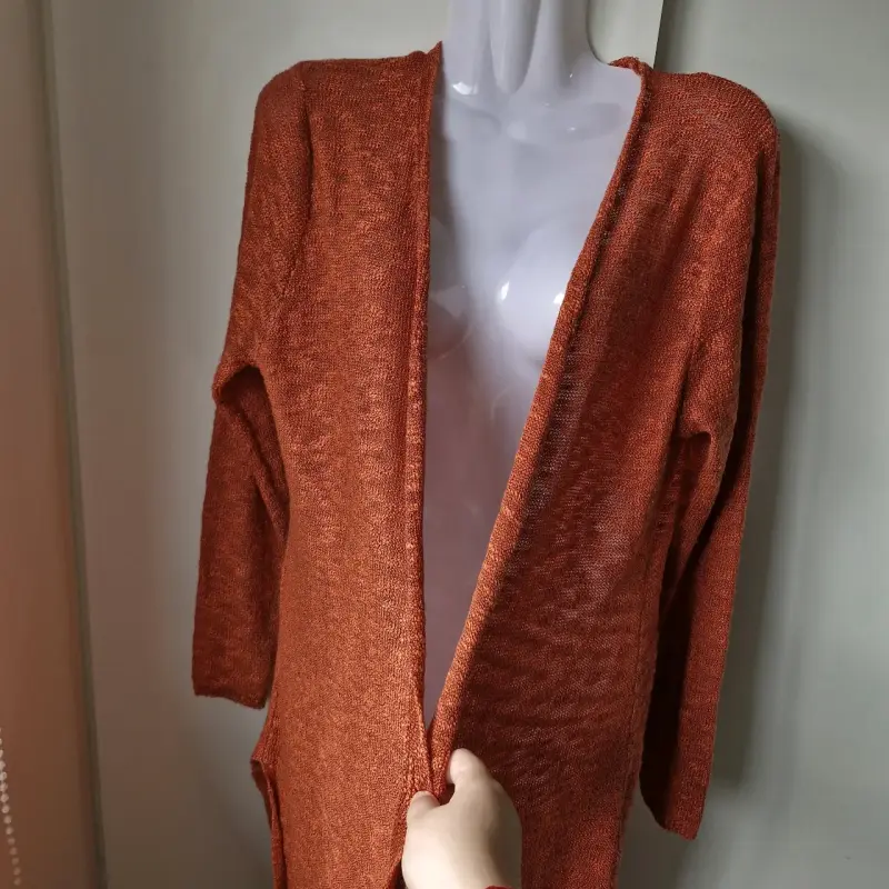 Cárdigan largo color terracota para mujer - 2