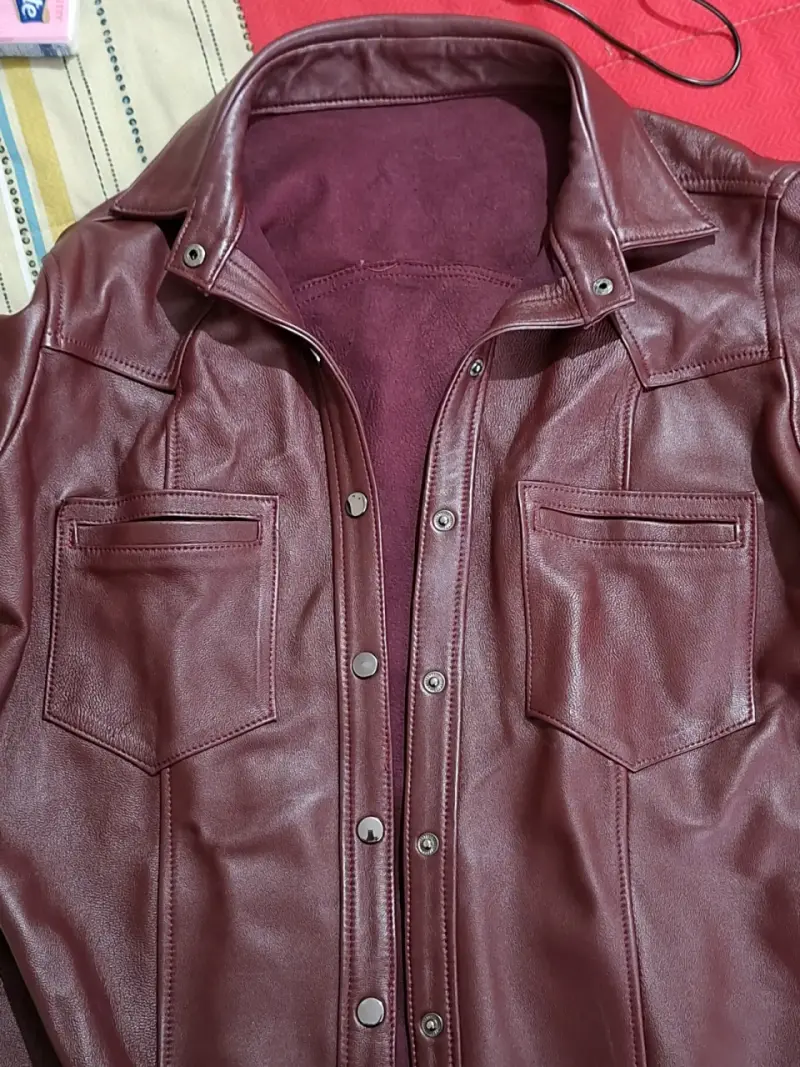 Chaqueta de cuero argentino burdeos de mujer - 2