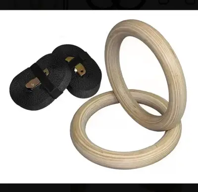 Anillas de gimnasia de madera con correas ajustables - miniatura 4