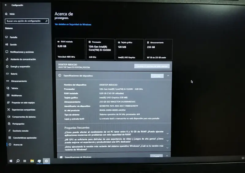 Notebook Asus TUF Dash F15 - 2