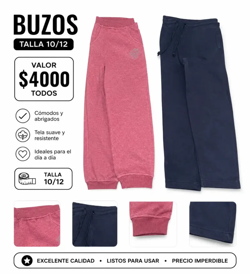 Buzos para niños talla 10/12 colores variados