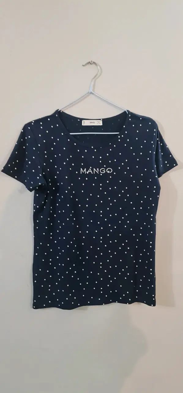 Polera azul con puntos blancos Mango - 1