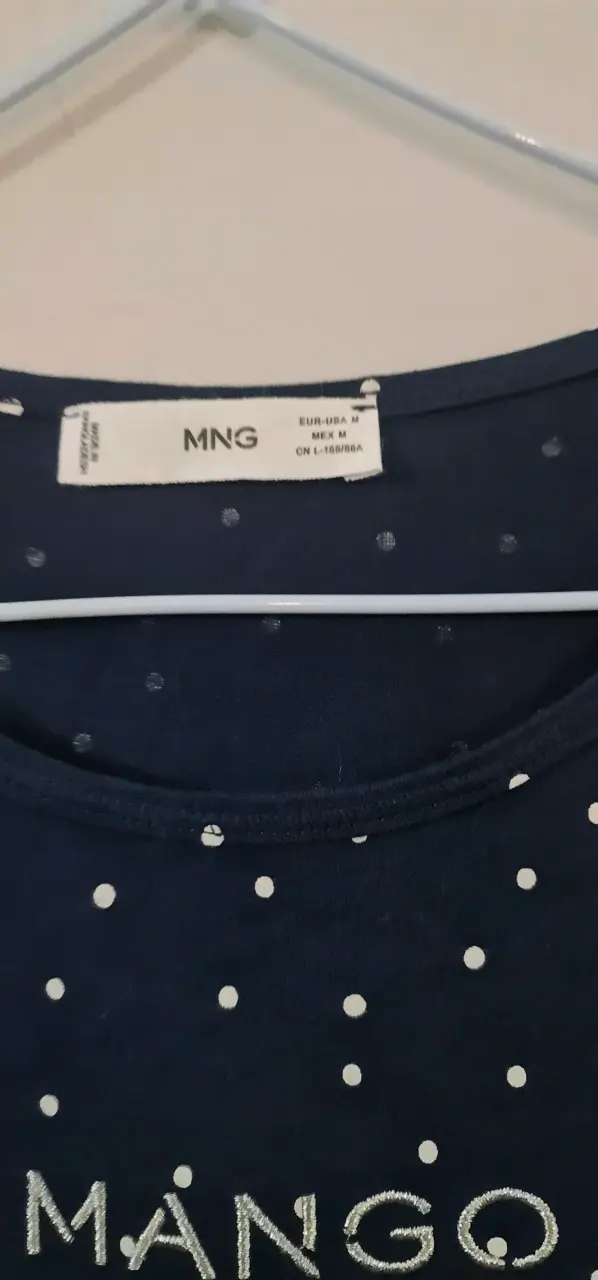 Polera azul con puntos blancos Mango - 3