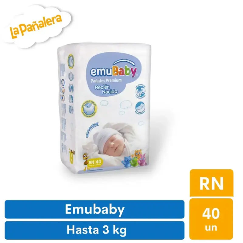 Pañales Emubaby Recién Nacido 40 unidades