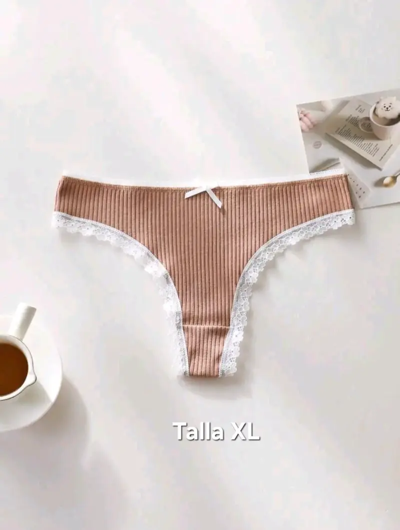 Conjunto de lencería estampado y encaje talla M y XL - 6