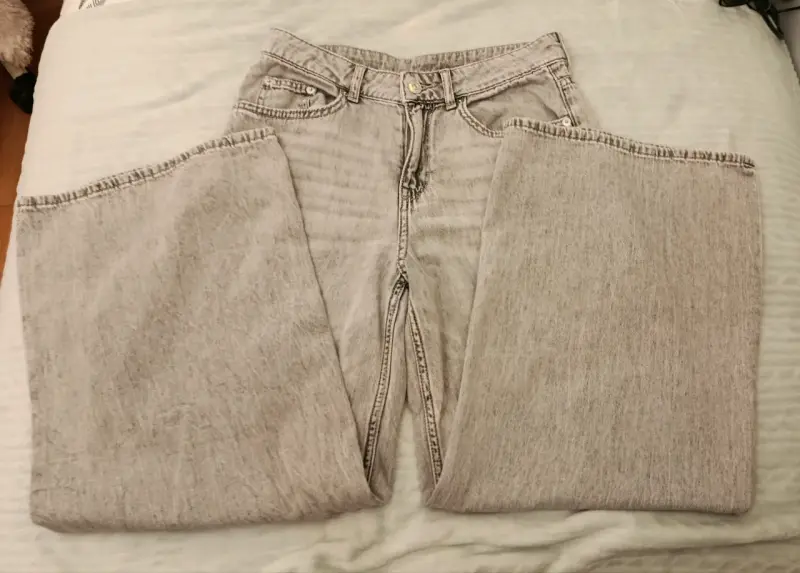 Jeans grises baggy fit tiro medio - 1