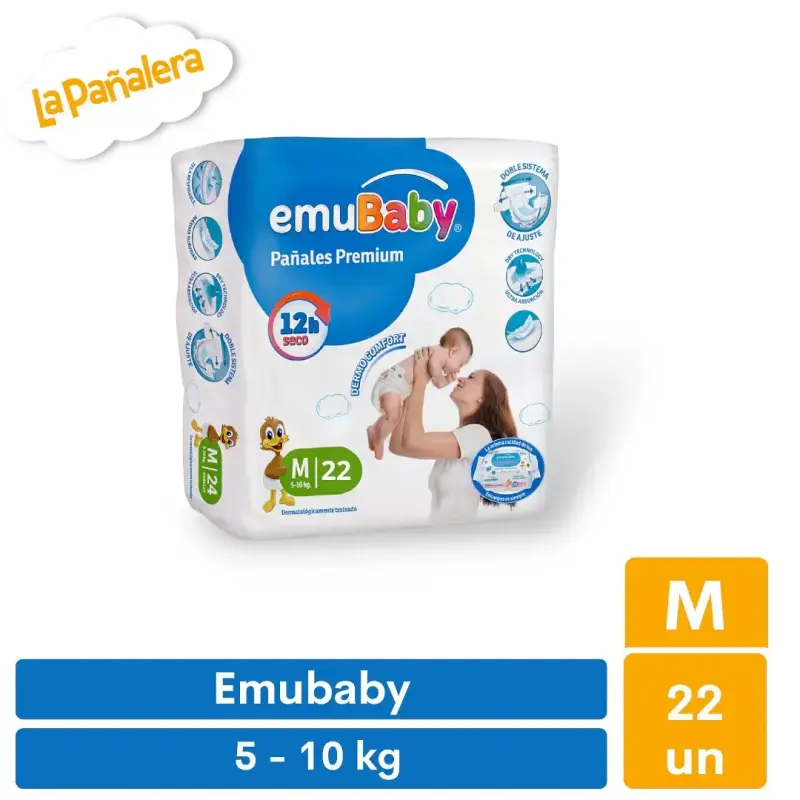 Pañales Emubaby Super Premium Talla M 22 Unidades