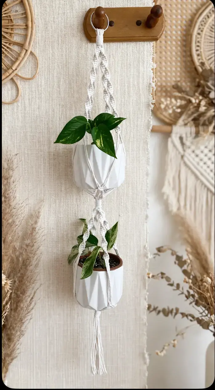 Colgador de macramé para plantas decorativo - 1
