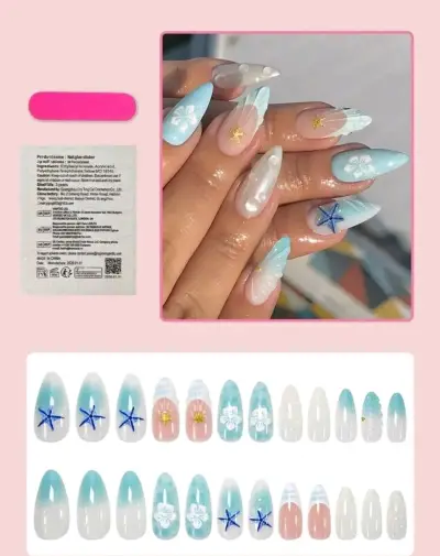 Uñas postizas decoradas con diseños variados - miniatura 1