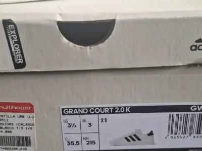 Zapatillas Adidas Grand Court 2.0 K Blancas - miniatura 2