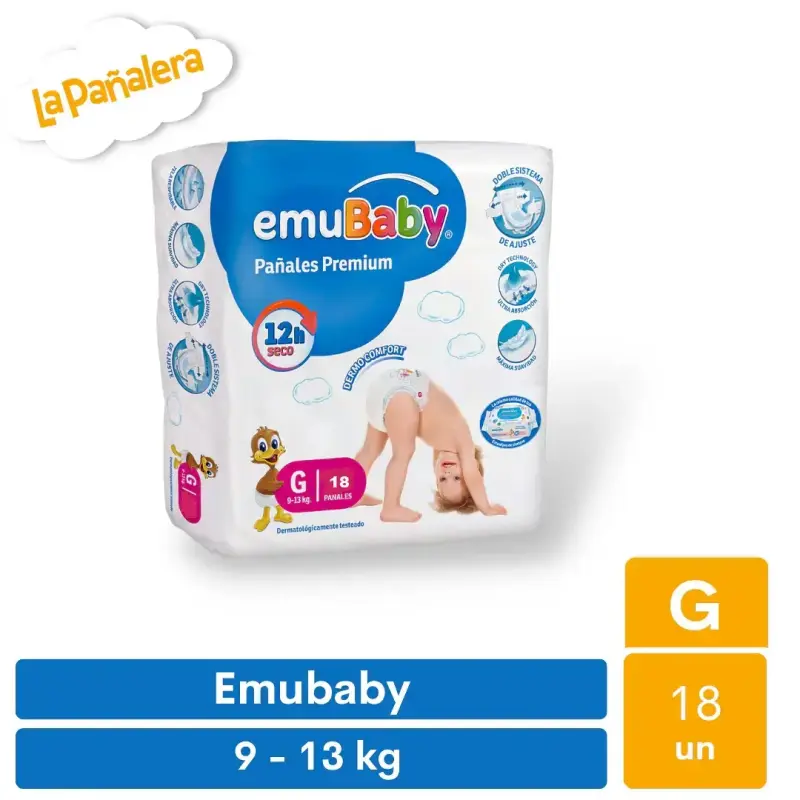 Pañales Emubaby Super Premium Talla G 18 Unidades