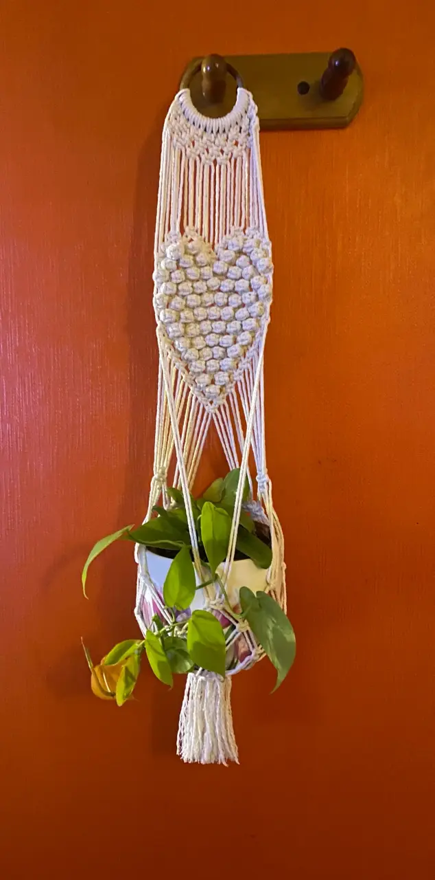 Colgador de Macramé para Plantas con Diseño de Corazón - 1