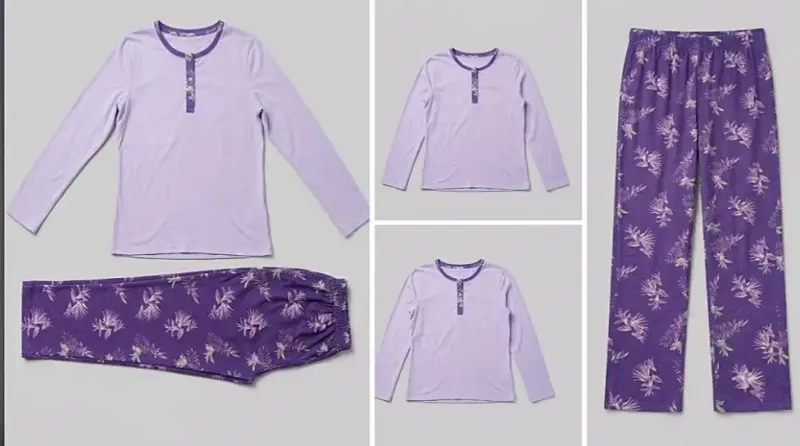 Pijama de mujer color lila con estampado floral - 4