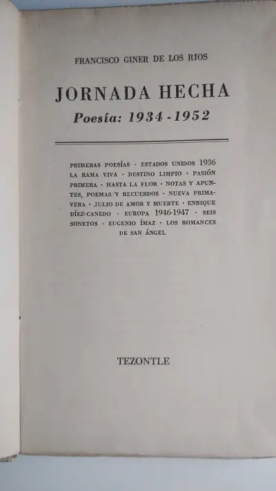 Libro Jornada Hecha Poesía 1934-1952 Giner - miniatura 3