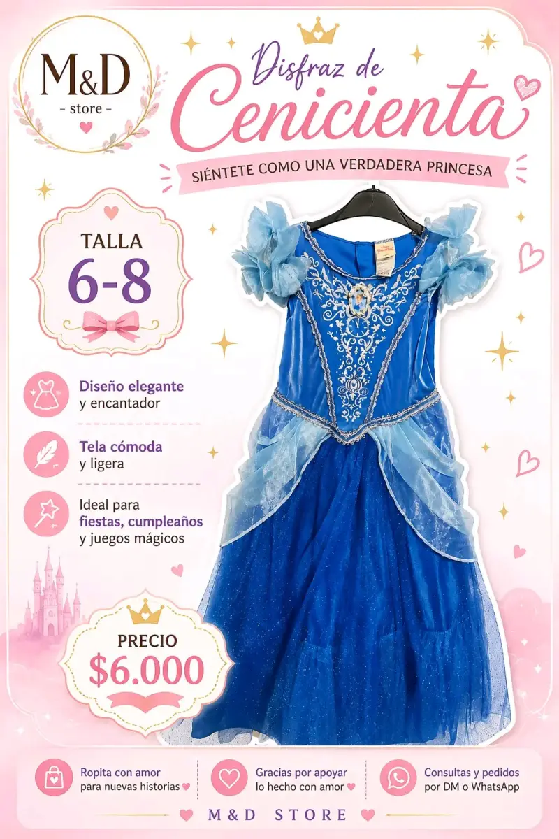 Disfraz de Cenicienta para Niñas Talla 6-8