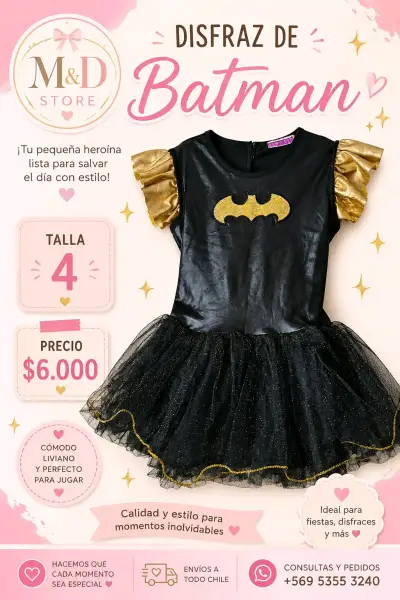 Disfraz de Batman para niña talla 4 - miniatura 1