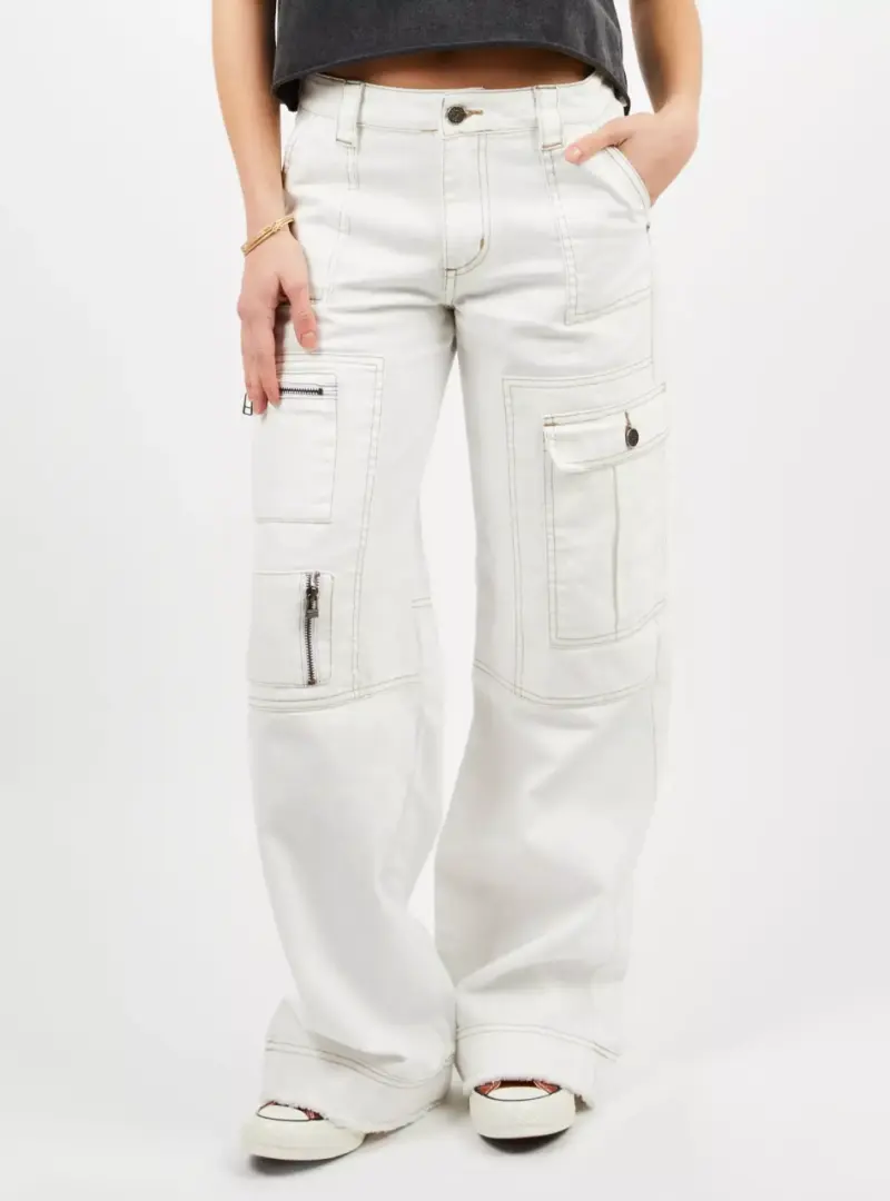 Pantalones cargo blancos lolita pocket - 1