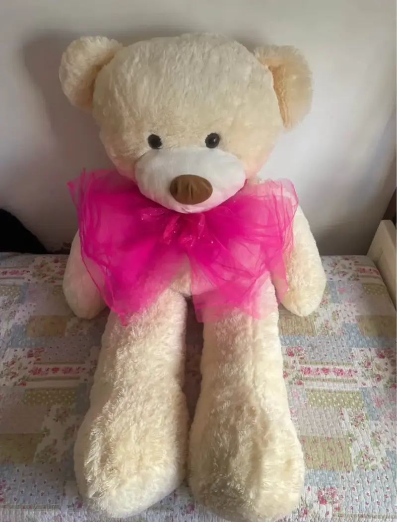Osito de Peluche Gigante con Lazo Rosado - 4