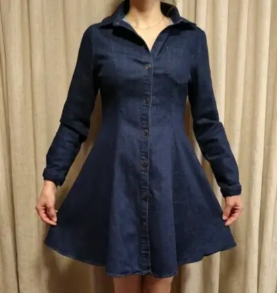 Vestido camisero de mezclilla azul oscuro - miniatura 2
