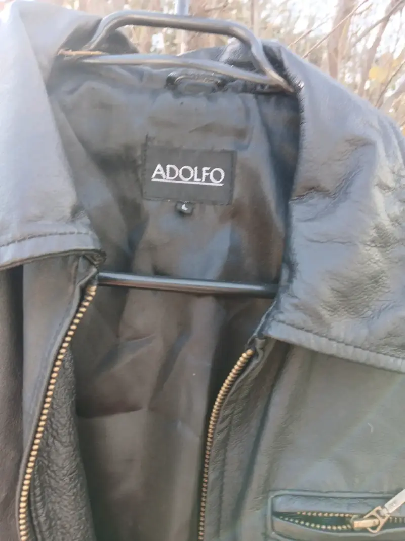 Chaqueta de cuero negra con cierre Adolfo - 1