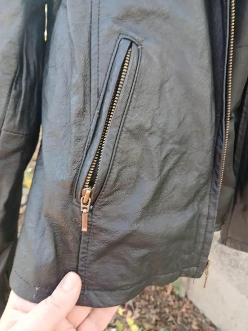 Chaqueta de cuero negra con cierre Adolfo - 2