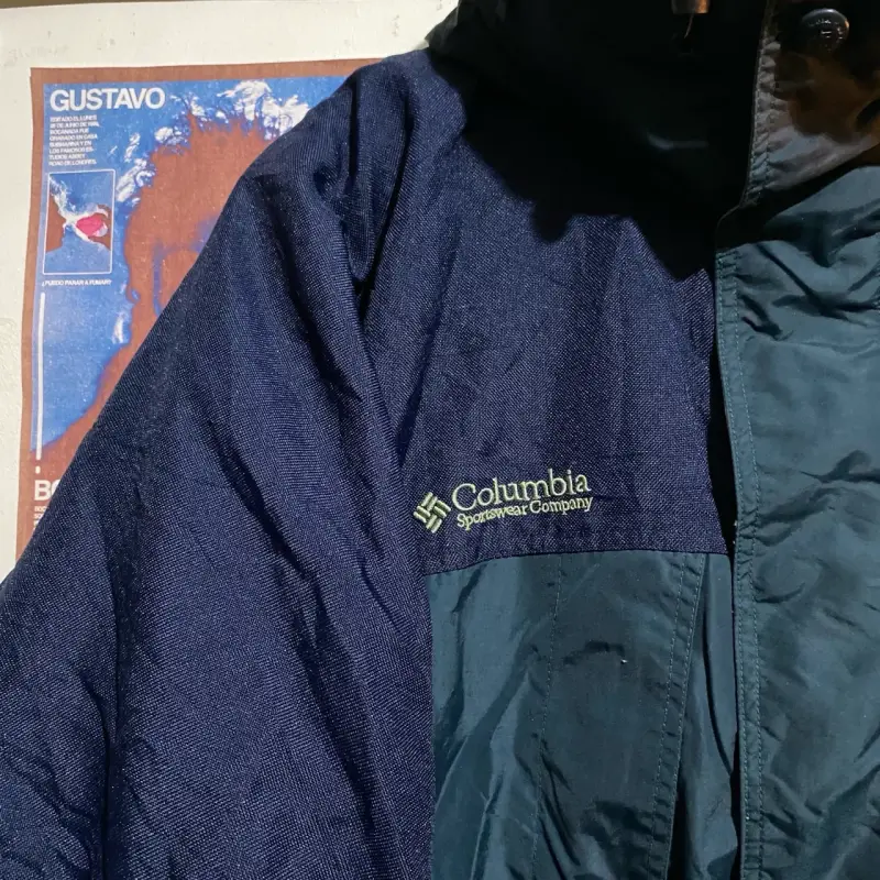 Chaqueta impermeable Columbia azul con capucha - 2