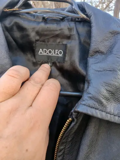 Chaqueta de cuero negra con cierre Adolfo - miniatura 5