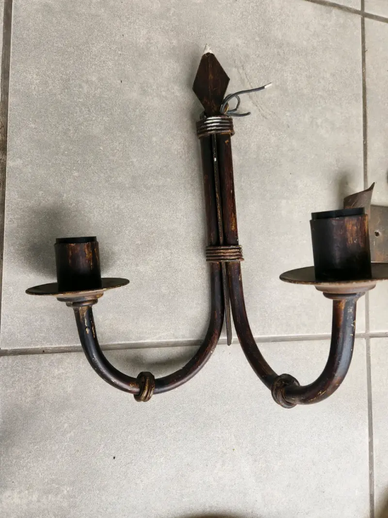 Aplique de pared vintage de metal - 2