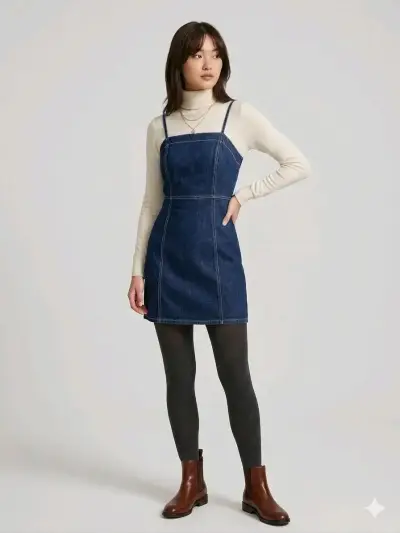 Vestido de mezclilla azul para mujer - miniatura 1