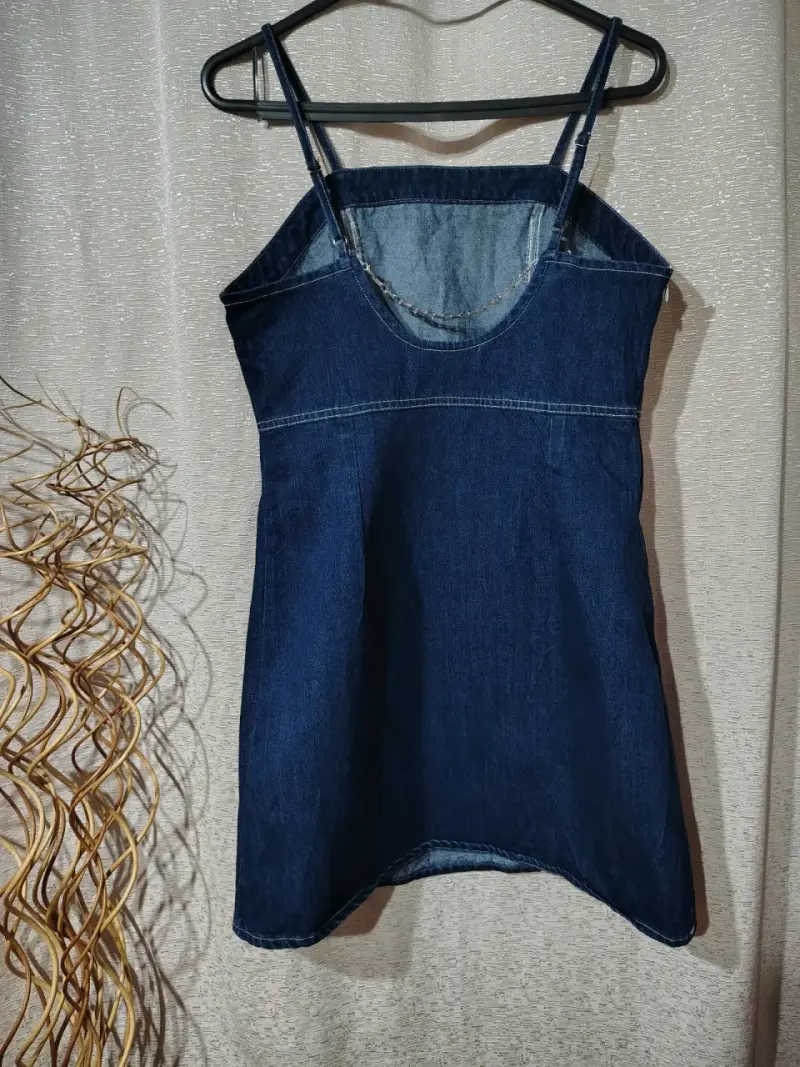 Vestido de mezclilla azul para mujer - 3