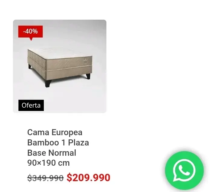 Cama Europea Bamboo 1 Plaza Base Normal - 1