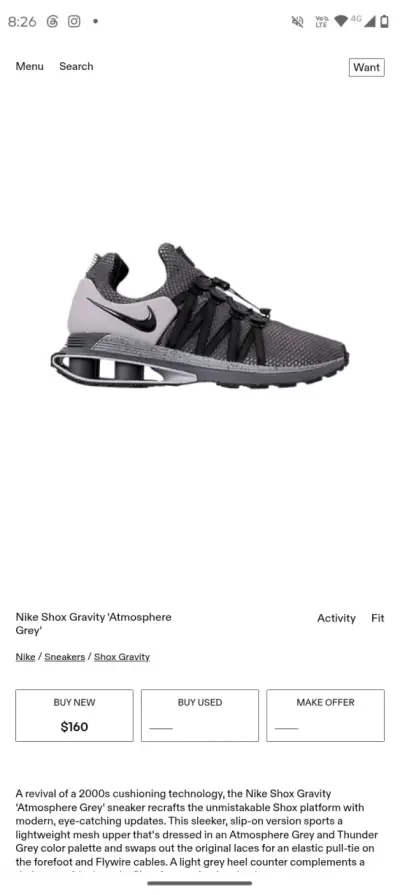 Nike Shox Gravity "Atmosphere Grey" – Talla 46 - miniatura 4